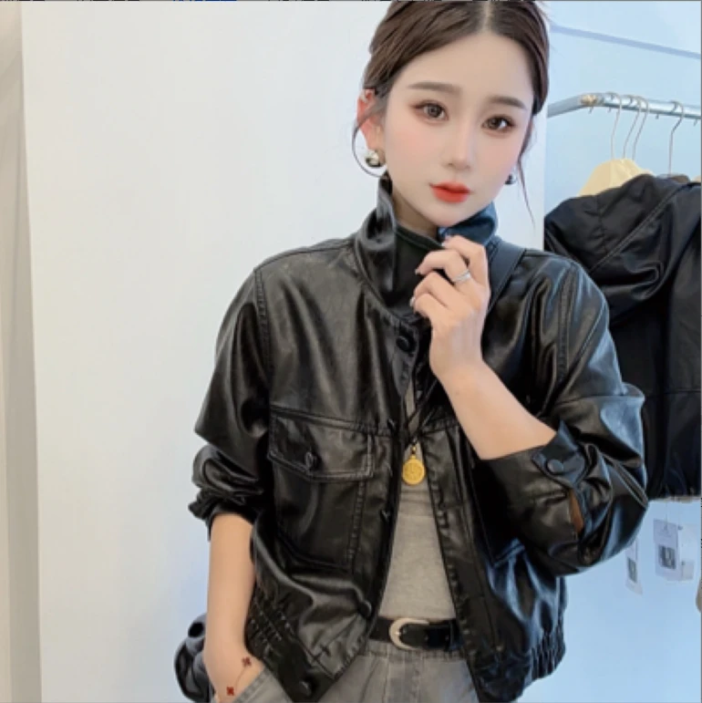 AAA【宋轶同款】油蜡皮植鞣皮衣外套高雅轻奢秋季新款