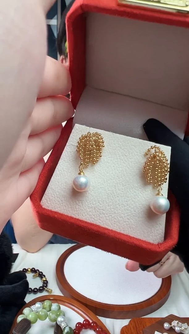 合金耳饰淡水珍珠蚂蚁家烟花珍珠耳钉