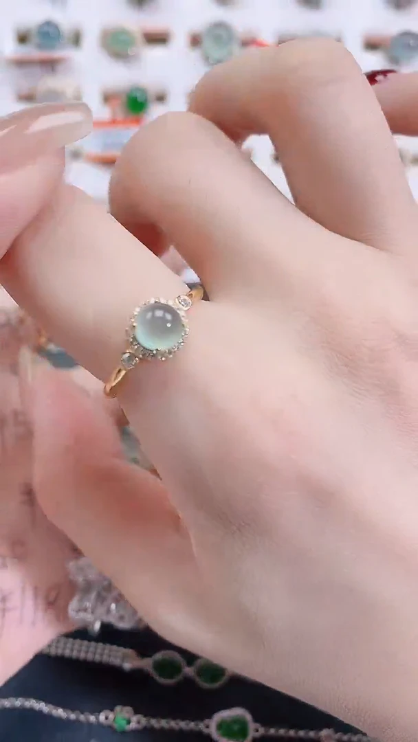 银S925镶嵌戒指翡翠天然翡翠