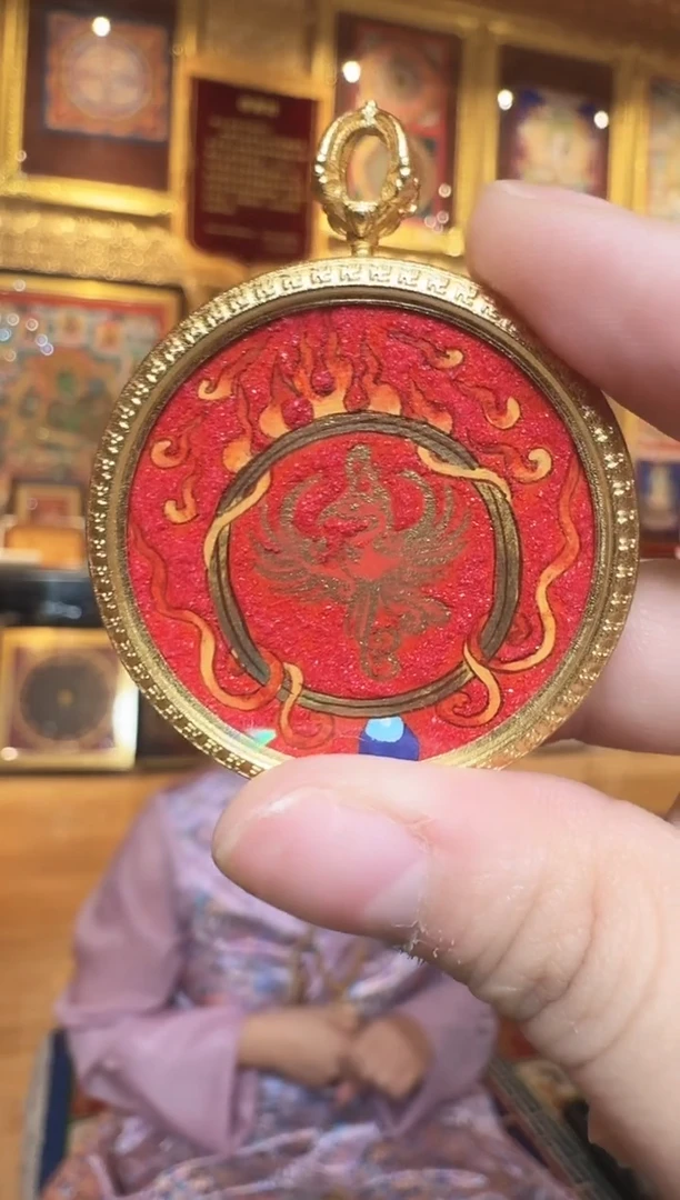 吊坠朱砂凤凰 热贡纯手绘唐卡
