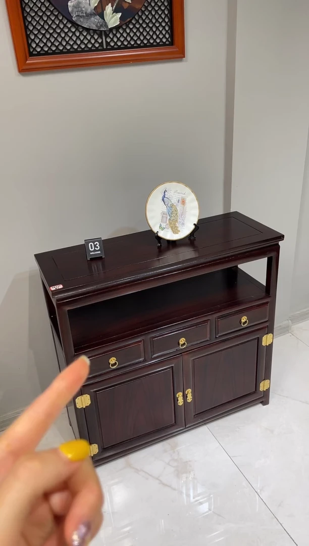 黑酸枝木类成套家具玄关柜