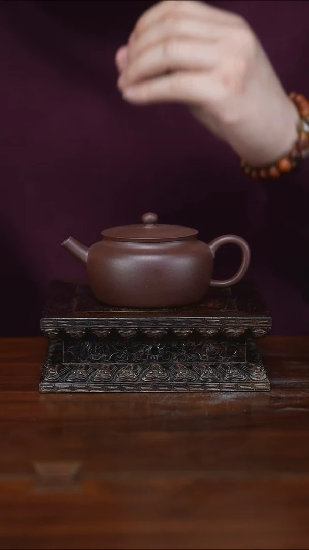 茶壶紫砂桑扁 底槽青 140cc