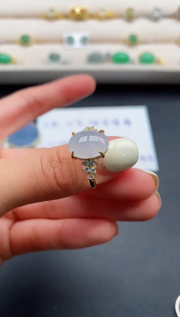 银S925镶嵌戒指翡翠333333+1