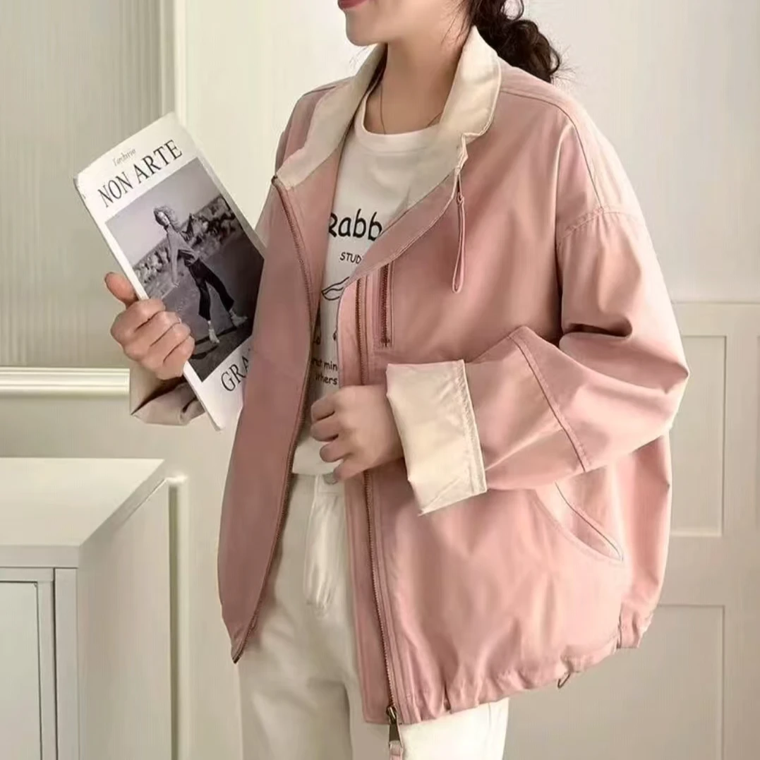 2025短款复古高级感双拉链女小个子休闲宽松时尚外套