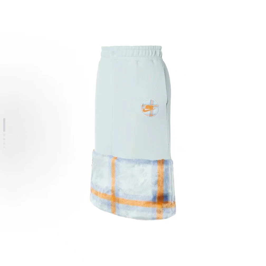 Nike sportswear Nsw 趣味格纹拼接针织中裙 绿色