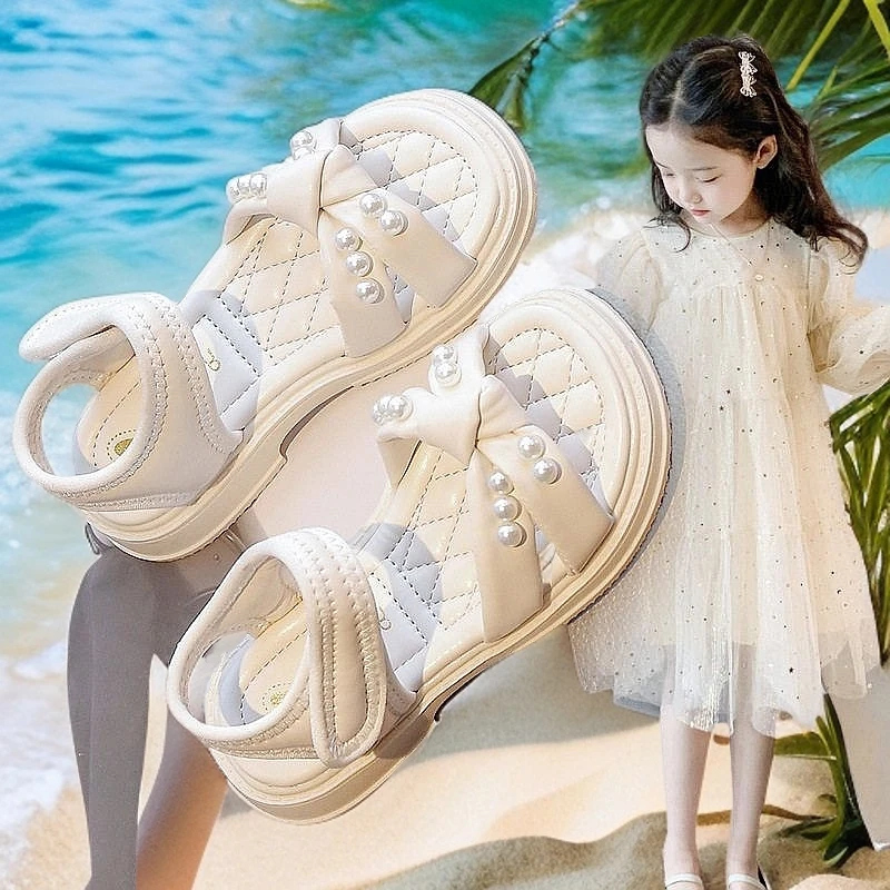 2025夏季新款女童凉鞋珍珠儿童鞋子夏款女孩洋气公主鞋防滑沙滩