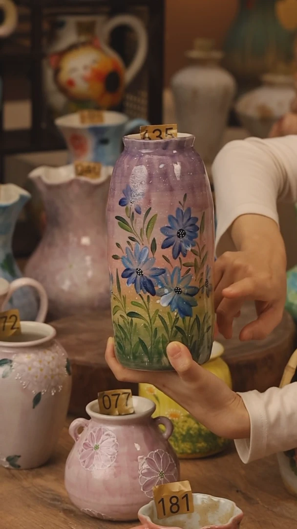 陶瓷景德镇设计师手作花器摆件侘寂风@M635@