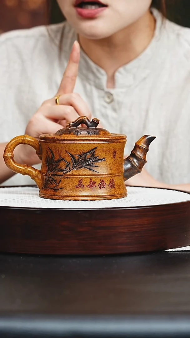 茶壶紫砂宜兴紫砂 一品竹段 虎皮金砂 王燕 h157