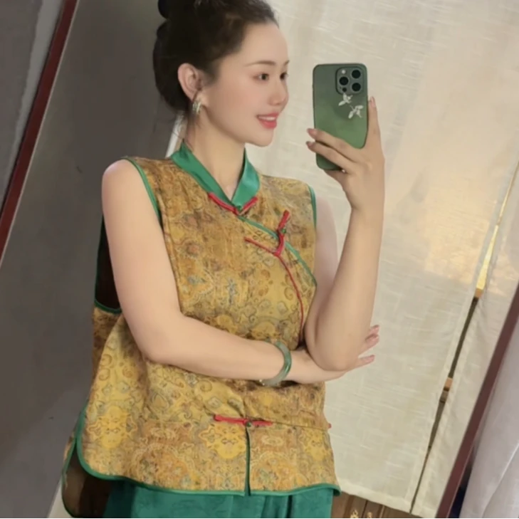 宫廷 芳华设计新中式复古提花马甲国风百搭提花马甲FH-A073