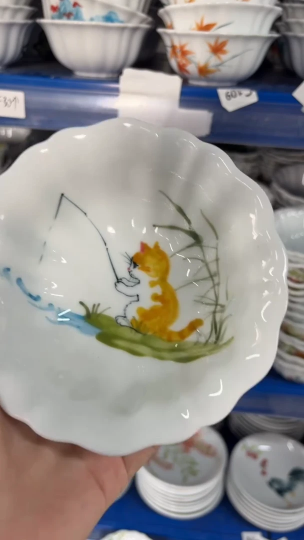瓷片景德镇高温陶瓷食品级手绘釉中彩-花边碗