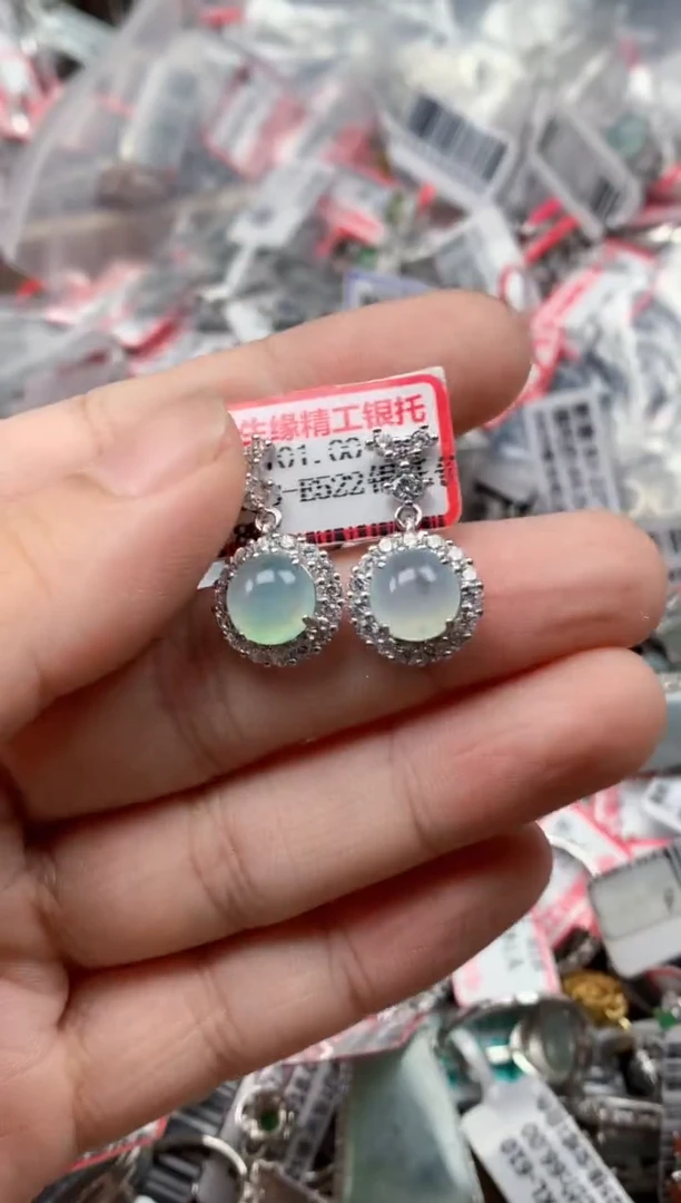 银S925镶嵌戒指翡翠天然A货缅甸翡翠