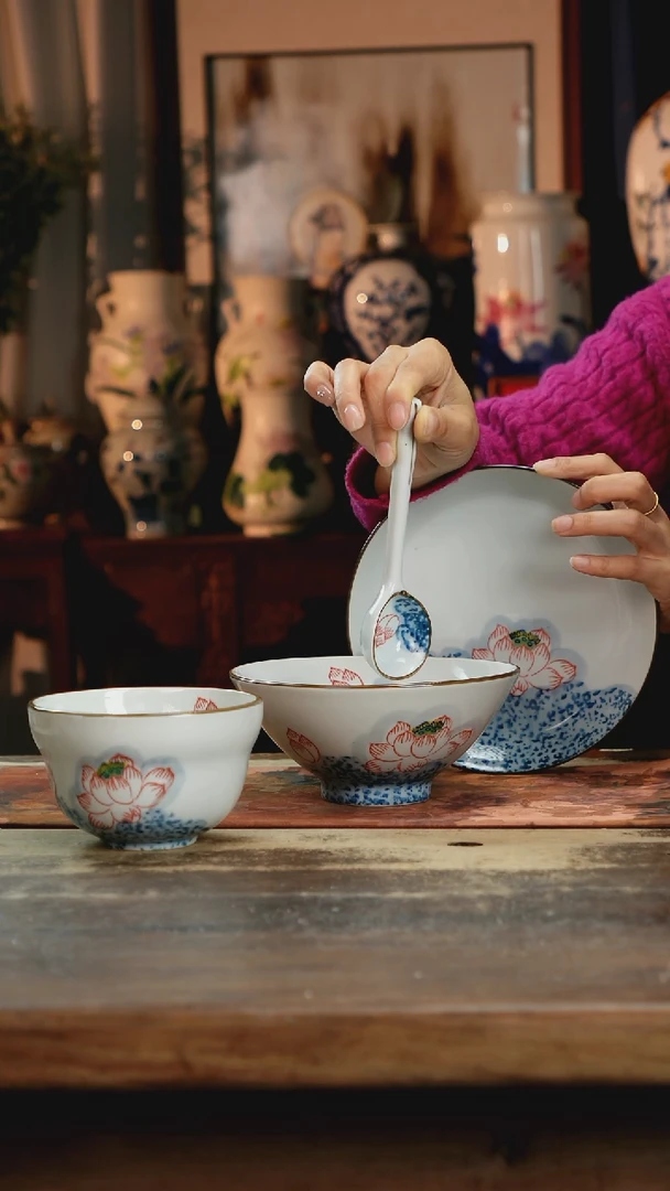 【闪购商品】瓷片景德镇纯手工釉下彩精品餐具