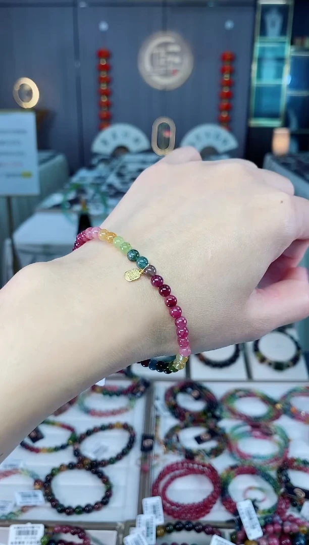 未镶嵌老矿碧玺单圈手串4mm+碧玺hon多样性发货一条