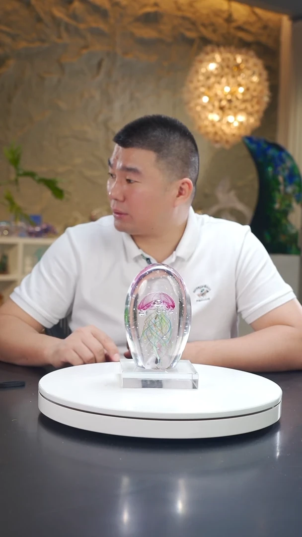 远***亮福利金红水母摆件