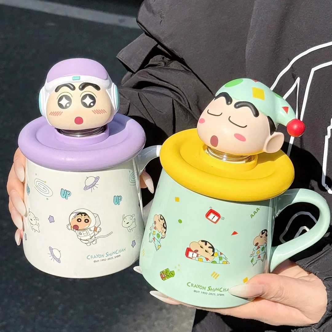 蜡笔小新可爱马克杯手工手绘陶瓷大容量咖啡随手杯子