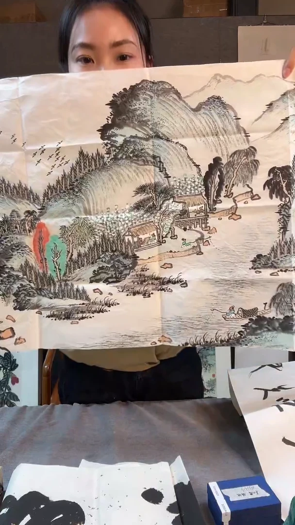 【闪购商品】国画沈老师山水画一江两岸