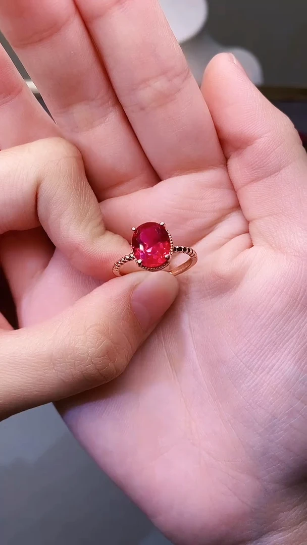 银S925镶嵌戒指红宝石11111