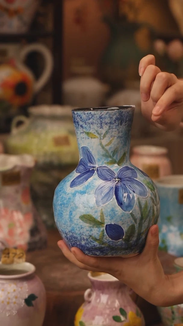 陶瓷431景德镇设计师手作花器摆件侘寂风