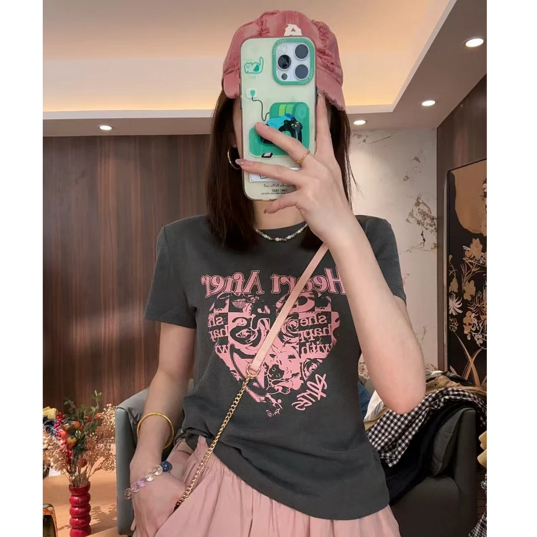 【LIbaibai】夏装2025年新款显瘦短袖T恤上衣BB-1833清