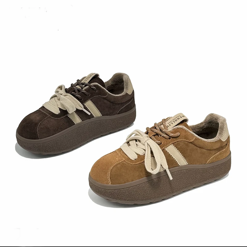 【现货+运费险】厚底加绒软底轻便新款美拉德德训鞋女百搭秋冬韩版