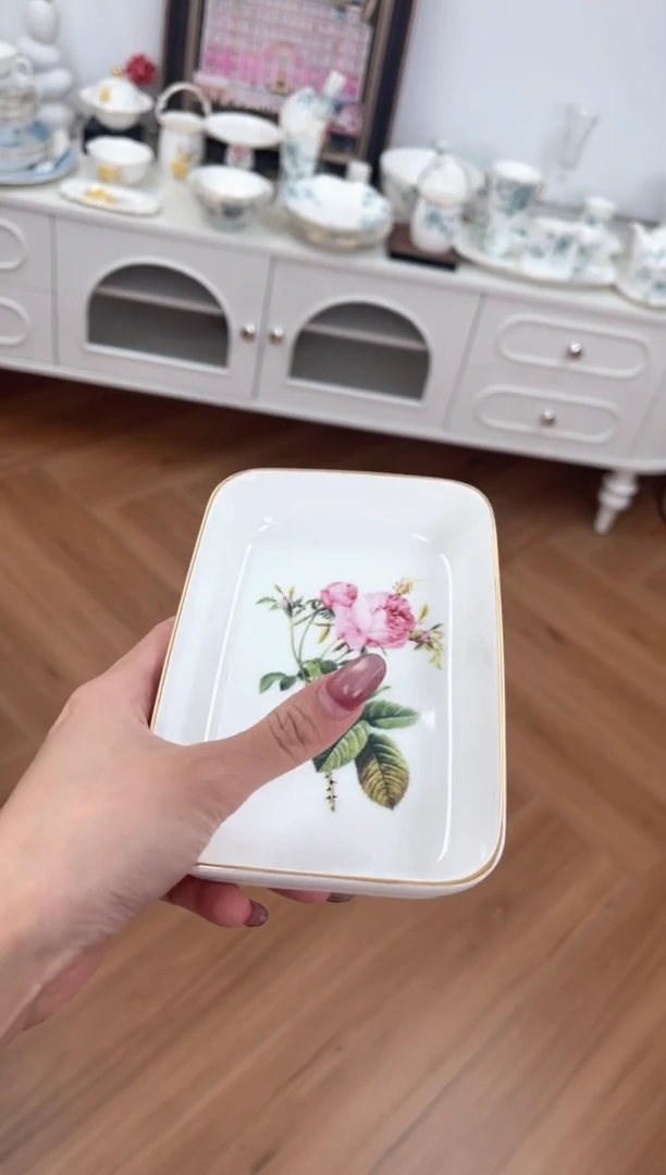 碗微瑕不退不换玫瑰高骨骨瓷2个焗饭盘