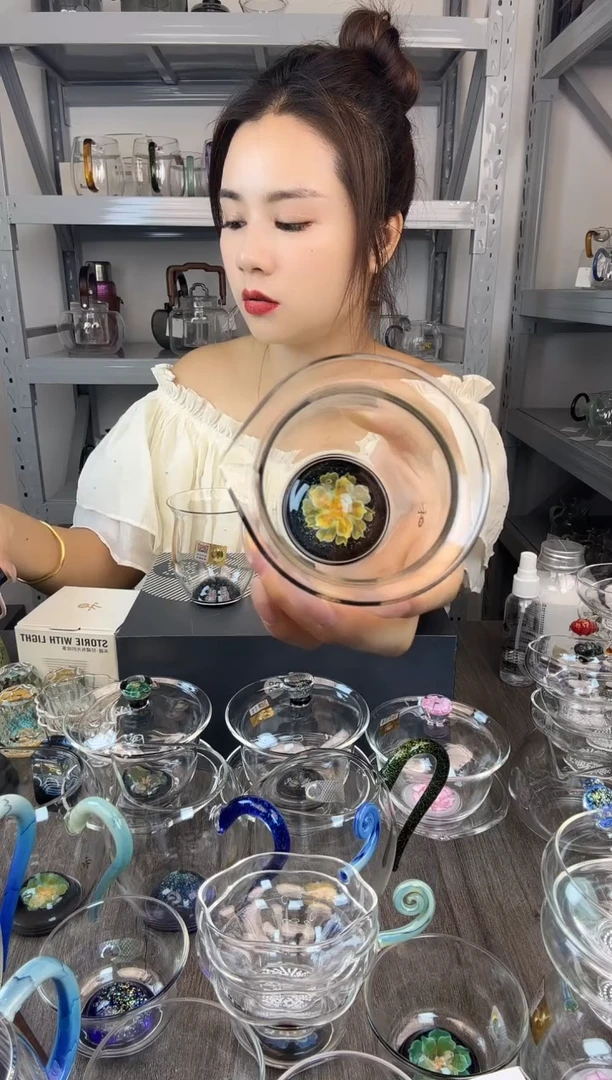 水晶玻璃无盖款禾器 温悦黑斑斓公道杯 普通盒