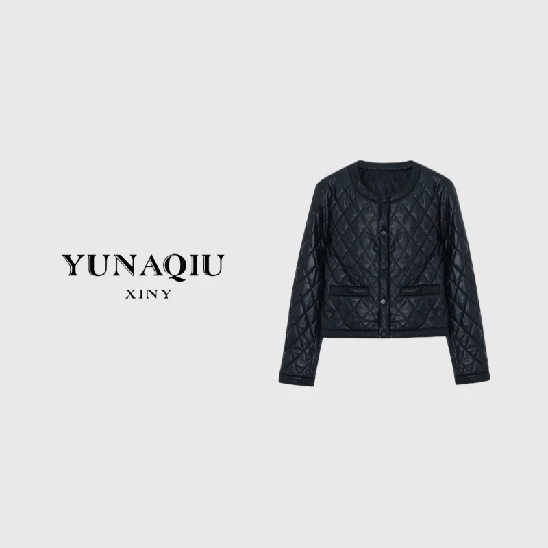 YUNAQIU小香风时尚休闲百搭女士设计师秋冬棉服-8688