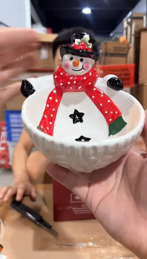 瓷片原盒雪人碗