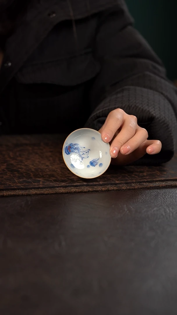 【闪购商品】杯聚澜堂红金花釉小普洱杯