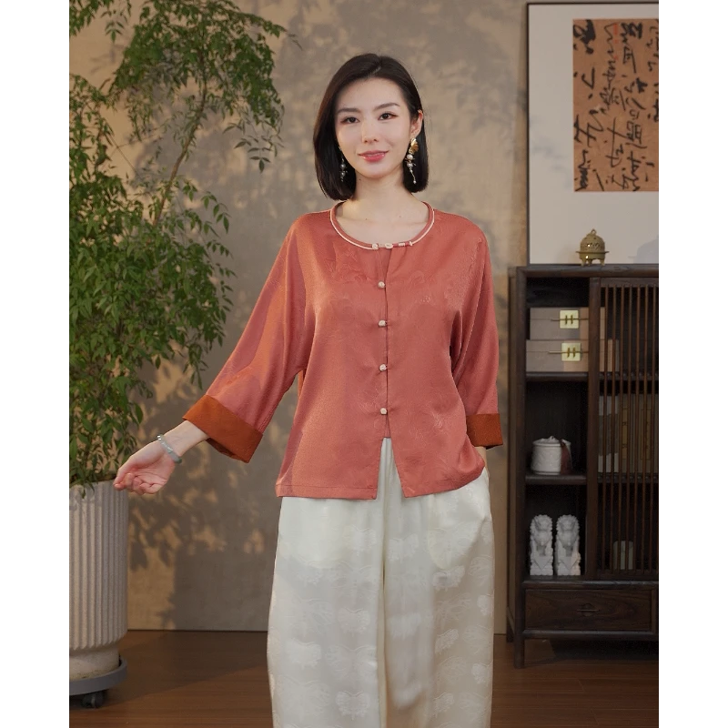 GONG QUE 三色新中式红云纱外套 241625