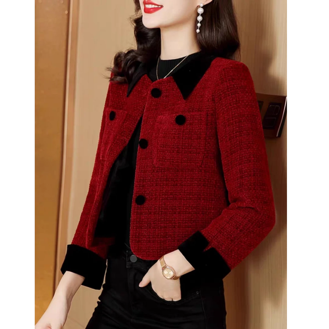 【当天发+运费险】法式小香风外套女气质名媛红色时尚款RO320