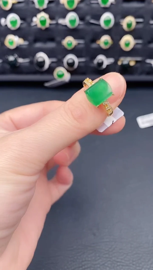 银S925镶嵌戒指翡翠天然a货翡翠80