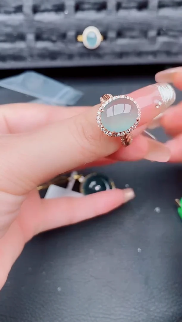 翡翠戒指银S925镶嵌天然a货翡翠422