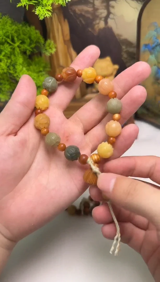 柏木（崖柏）手串/手链菩提根莲花雕刻手修