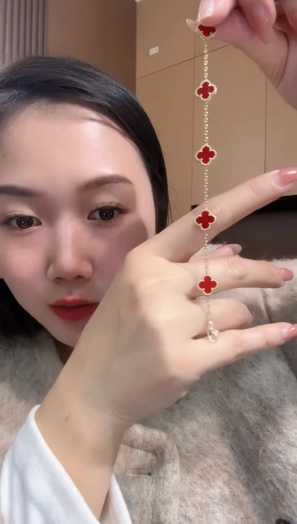 【闪购商品】玛瑙/玉髓手链18K金镶嵌红色k黄，小号五花手链GHJ