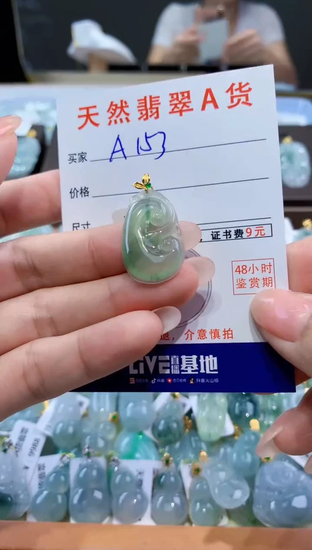 颈饰18K金镶嵌翡翠天然翡翠A货挂件