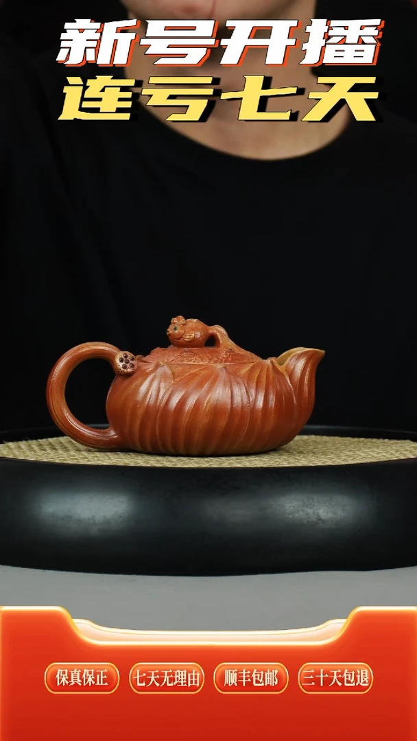 茶壶紫砂本山段粉浆玫瑰红砂  荷塘情趣