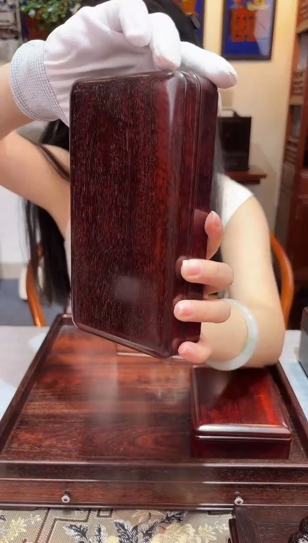 紫檀木类成套家具天地盖文盒  一木挖   一物一拍