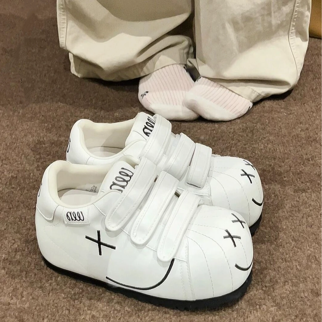 魔术贴面包大头鞋女2025新款夏季厚底增高鞋休闲板鞋运动小白鞋子