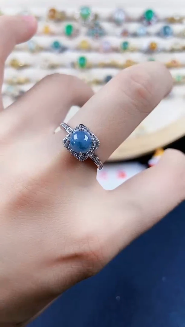 翡翠戒指银S925镶嵌456898