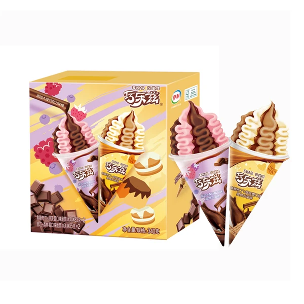 伊利巧乐兹(黑巧森林莓+焦糖布丁舒芙蕾）口味脆筒冰淇淋 85