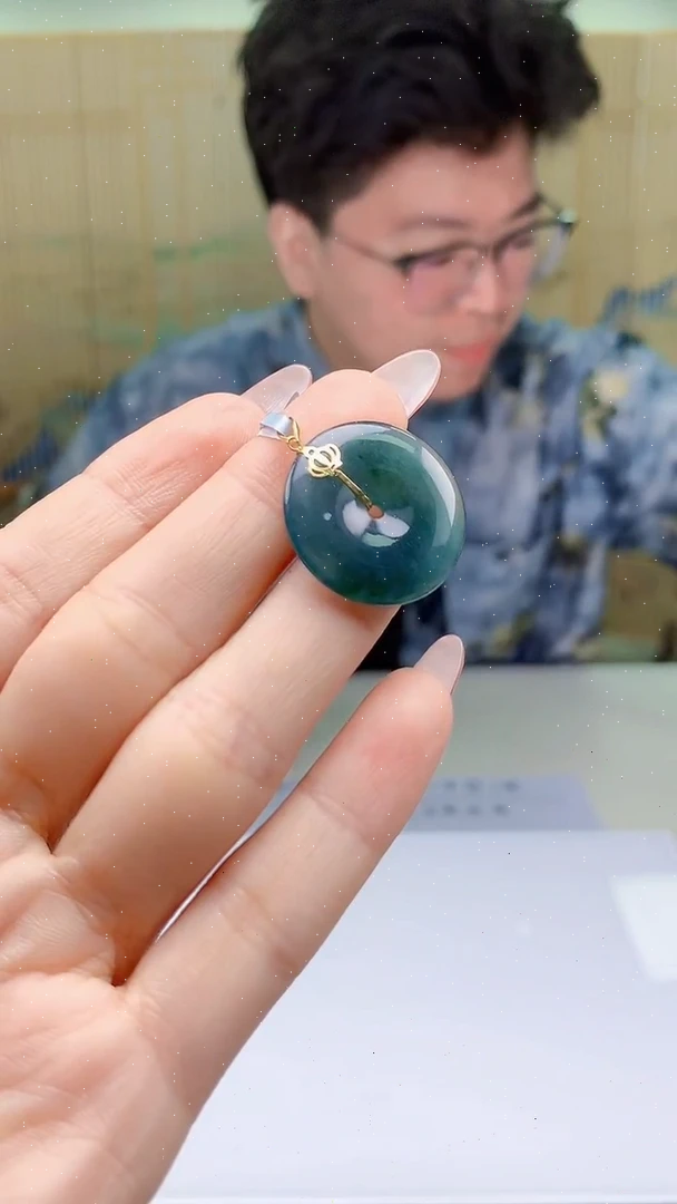 【闪购商品】定制翡翠18K金镶嵌4688ty-毛货挂件100