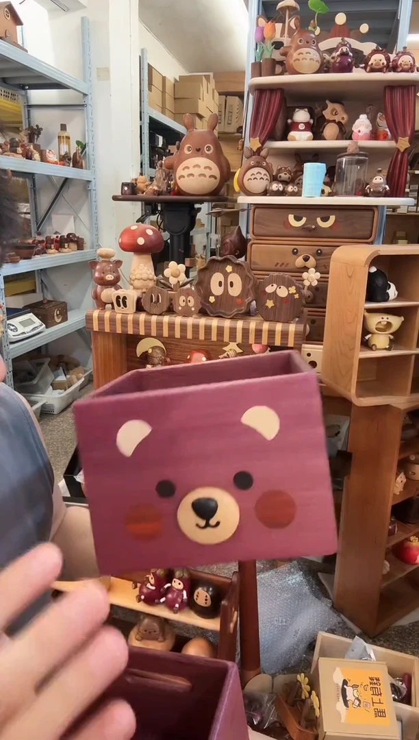 木瑕疵紫色小熊收纳筐