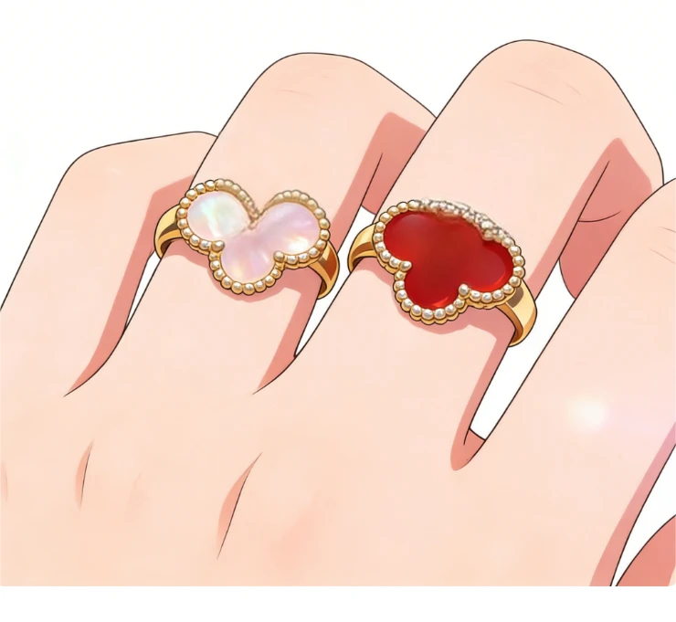 合金戒指 3.0V金cnc精工 ZP  四叶草戒指  顶版