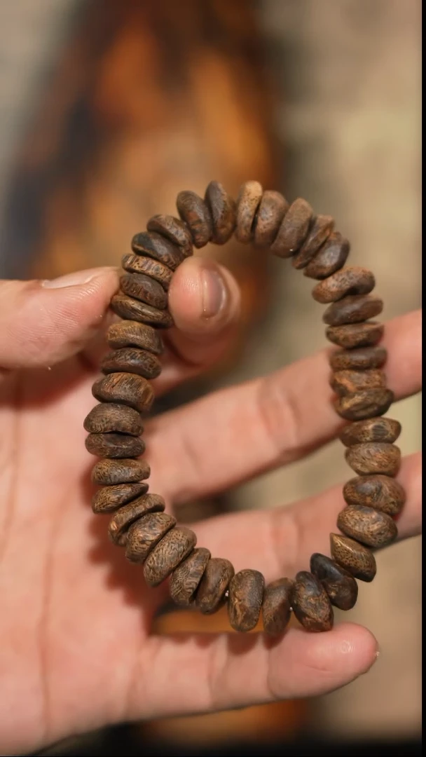 沉香手串海南绿奇楠沉水壳仔随型单圈手串21克