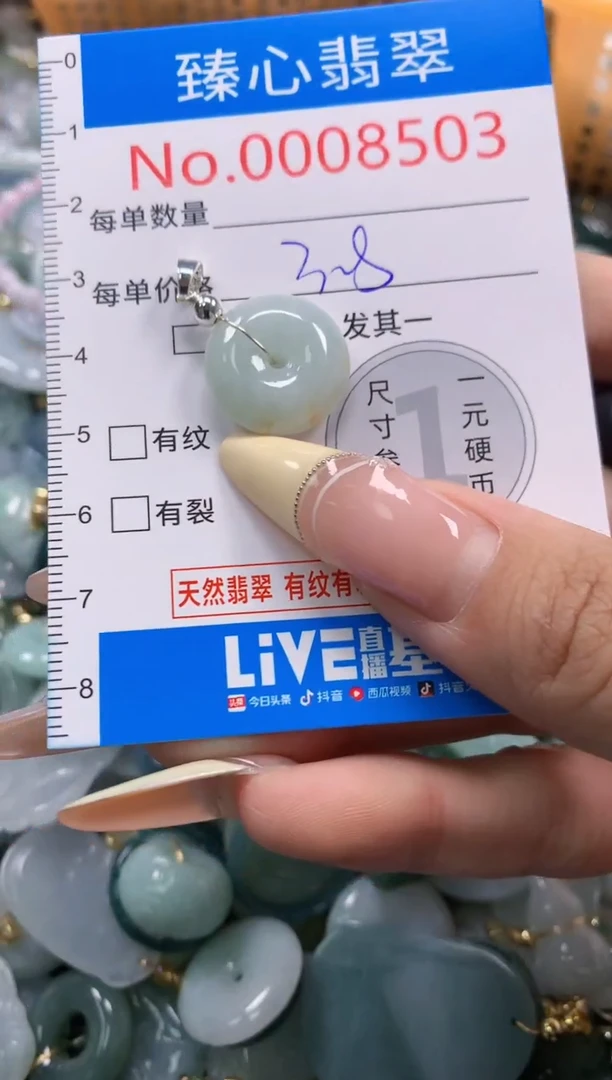 翡翠未镶嵌颈饰含绳0008503
