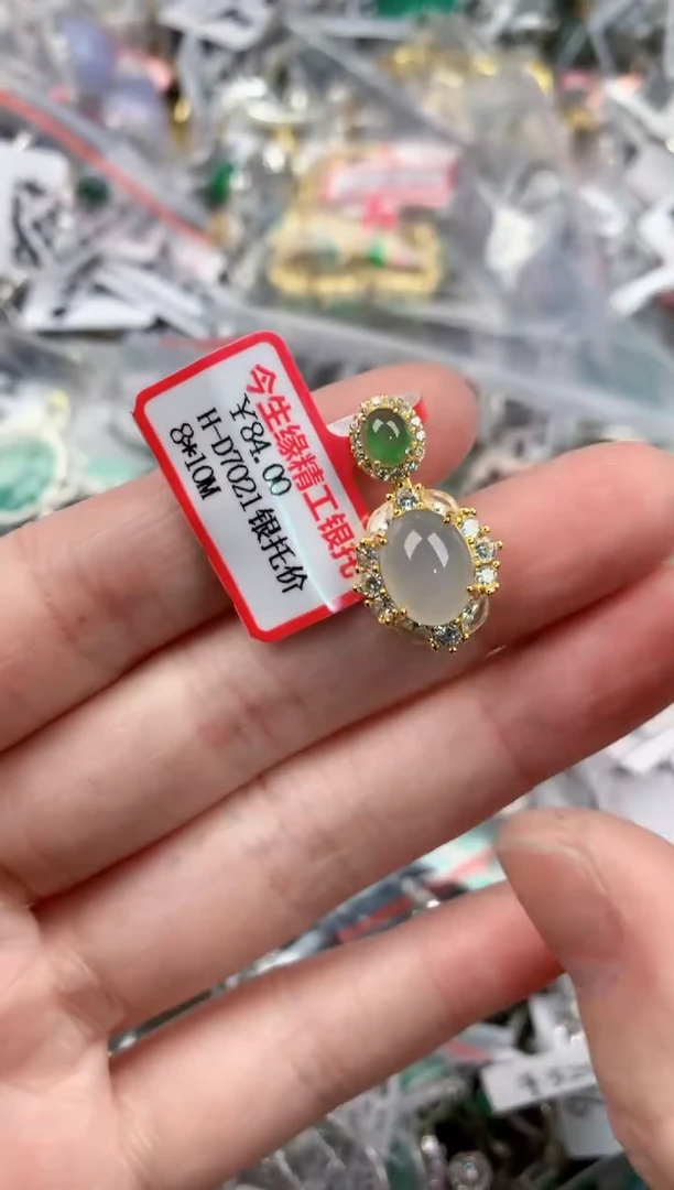 银S925镶嵌戒指翡翠999           4