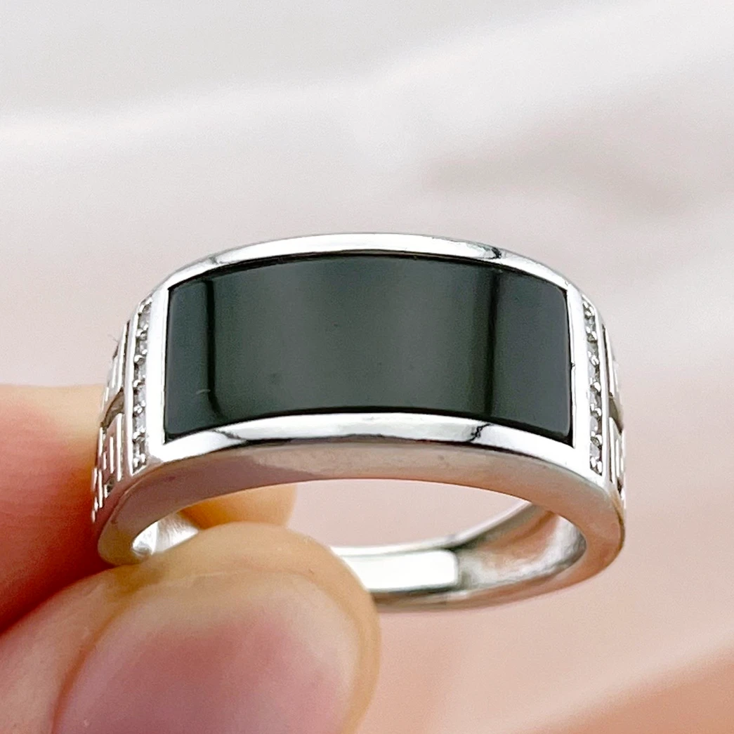 天然和田玉戒指简约马鞍男戒镂空舒适活口戒圈中性男女款戒子B1-3