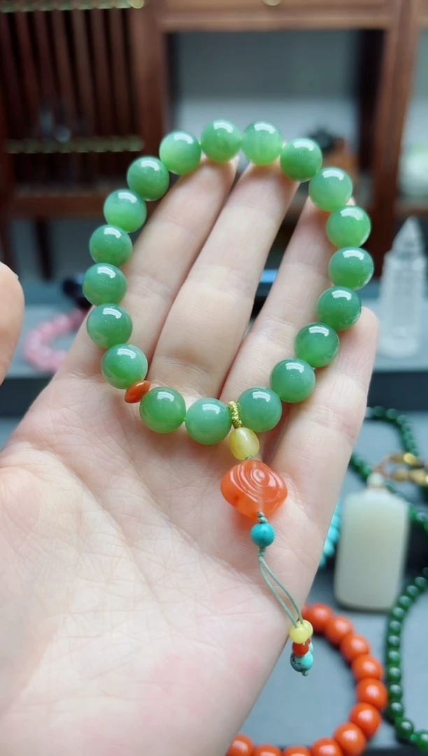和田玉未镶嵌挂件碧玉手串DN