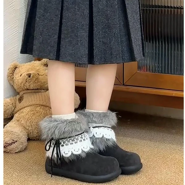 厚底加绒加厚保暖百搭千禧风雪地靴女2025秋冬新款东北大棉鞋女款